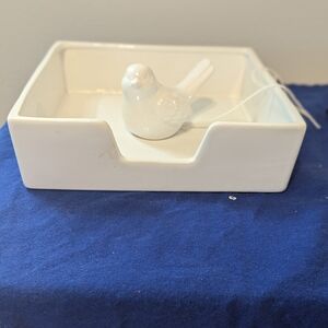 White Ceramic Bird Feeder